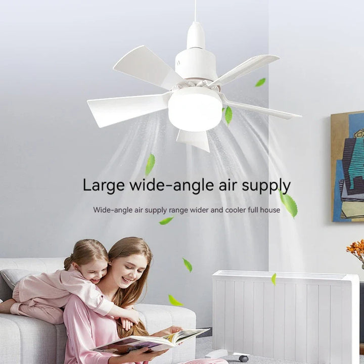 30W E27 Takvifte Lys med Fjernkontroll - LED Dimming Funksjon, Intelligent Stille Vifte for Soverom & Stue | Skanto