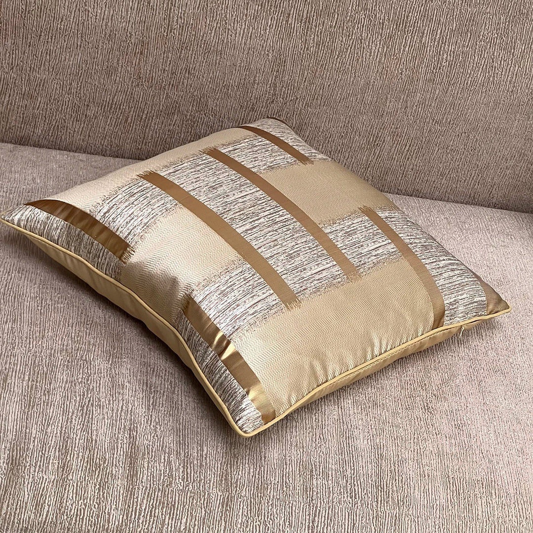 Skinne Gylden Sølv Stripe Jacquard Putekappar 45x45cm Putekopper Firkantet Deksel For Sofa Kaste Puter Lys Luksus Nordisk Hjem Dekor | Skanto