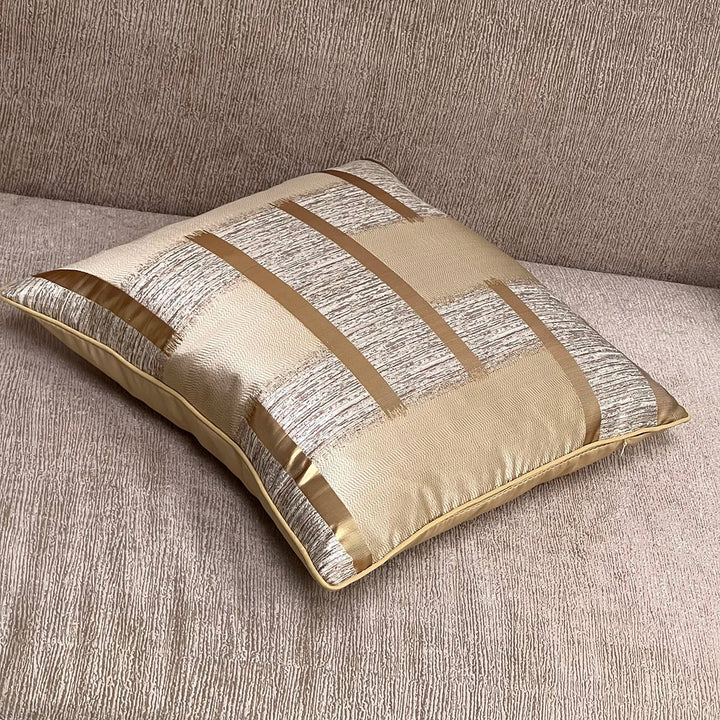 Skinne Gylden Sølv Stripe Jacquard Putekappar 45x45cm Putekopper Firkantet Deksel For Sofa Kaste Puter Lys Luksus Nordisk Hjem Dekor | Skanto