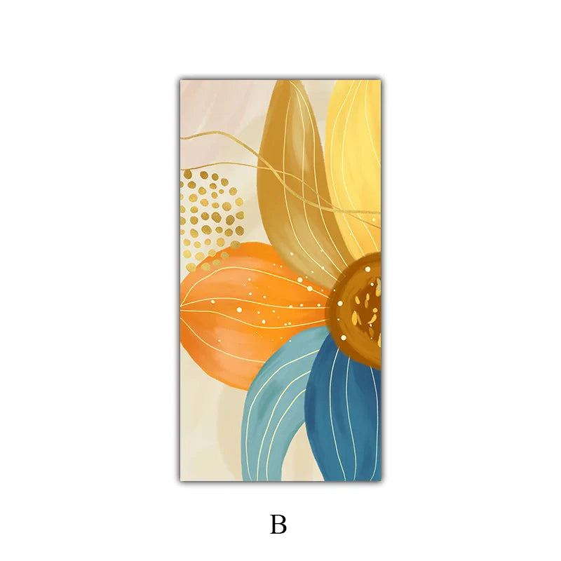 Stort Blomsterfarger Abstrakt Veggkunst Fine Art Lerret Utskrifter Oransje Gul Petal Blomster Plakater Bilder For Stue Hjem Dekor | Skanto