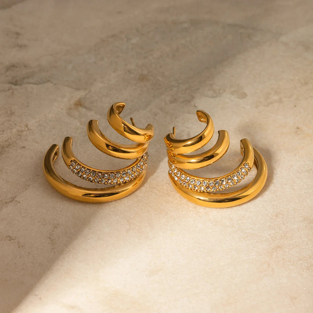 Skanto | 18k Quad Halvrunde Stud Øredobber