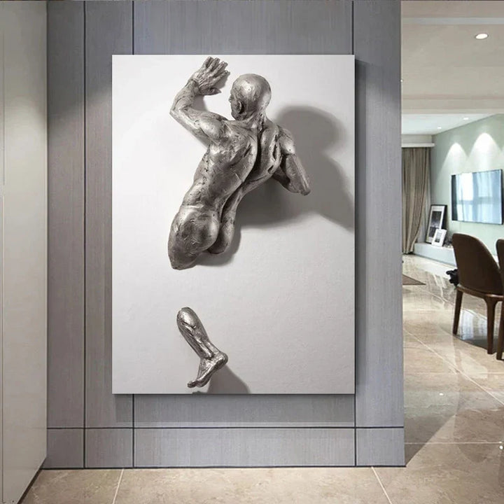 Moderne Urban Abstrakt Jern Statue Veggkunst Fine Art Lærredstrykk 3d Visualisering Figur Kunstbilder For Minimalistisk Leilighet Veggdekor | Skanto