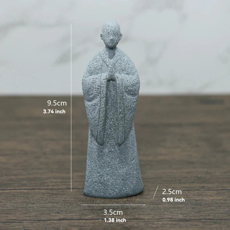 Skanto | Buddha Stein Statue Liten Buddhiste Munker Tibetansk Buddhisme Figurer Zen Hage Ornament Meditasjon Hjem Akvarium Dekorasjon