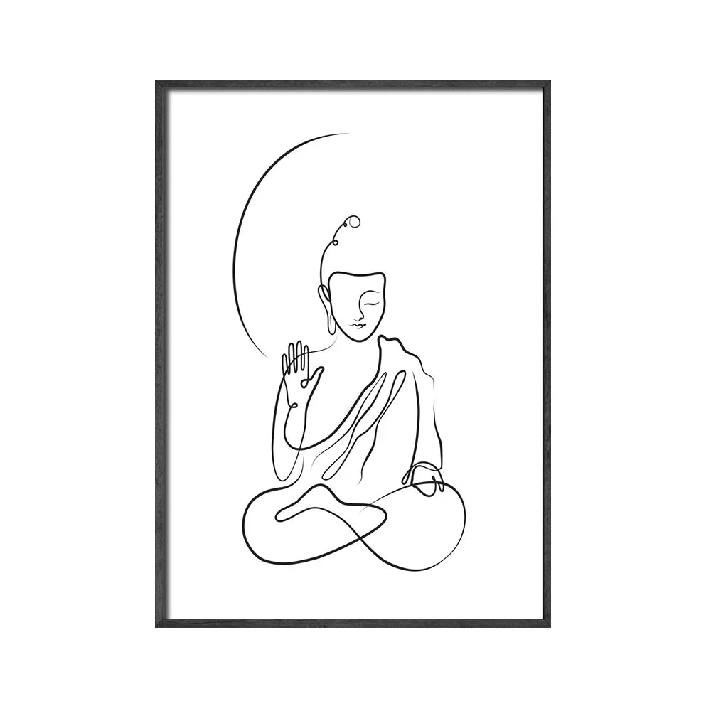 Minimalist Buddha Plakat Lotus Veggkunst Linjekunst Fin Kunst Lerretsutskrifter Inspirerende Meditasjonsbilder For Stue Salong Spa Veggdekor | Skanto