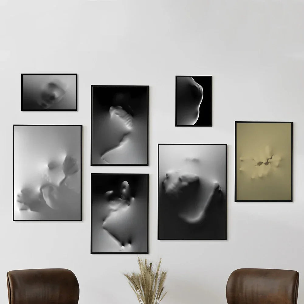 Moderne Kunst Abstrakte Spøkelsesaktige Figurer I Veggen Lerret Utskrifter Svart Hvit Vegg Kunst Plakater Bilder For Stue Soverom Kunst Dekor | Skanto
