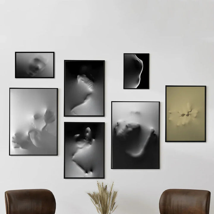 Moderne Kunst Abstrakte Spøkelsesaktige Figurer I Veggen Lerret Utskrifter Svart Hvit Vegg Kunst Plakater Bilder For Stue Soverom Kunst Dekor | Skanto