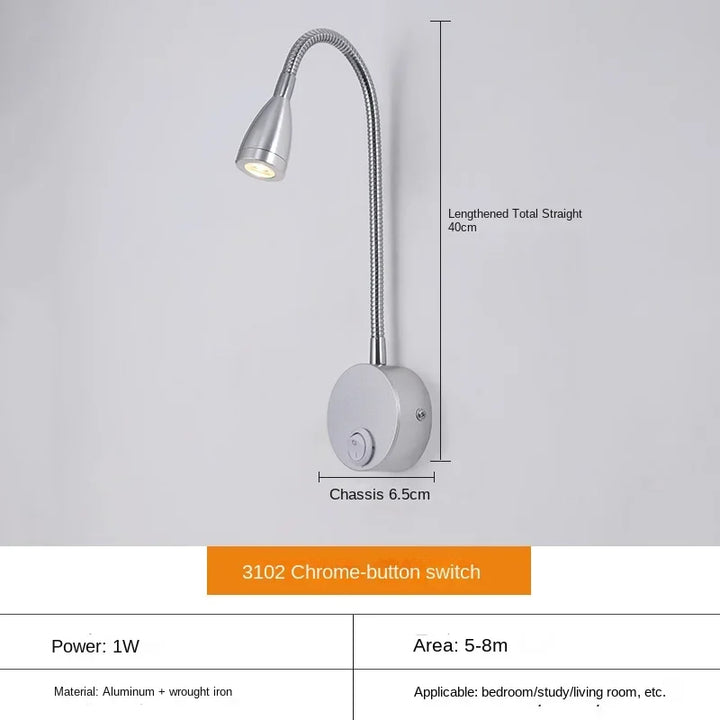 Skanto | Allsidig LED Vegglampe: Moderne, Fleksibel, Perfekt for Lesing i Sengen