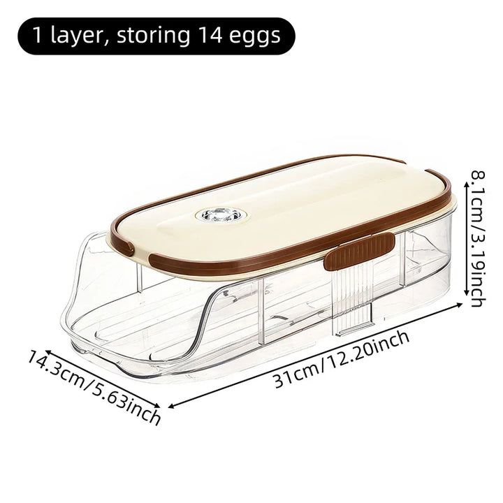 Skanto | Kjøleskapsorganisator Automatisk Rullende Transparent Egglagringsboks