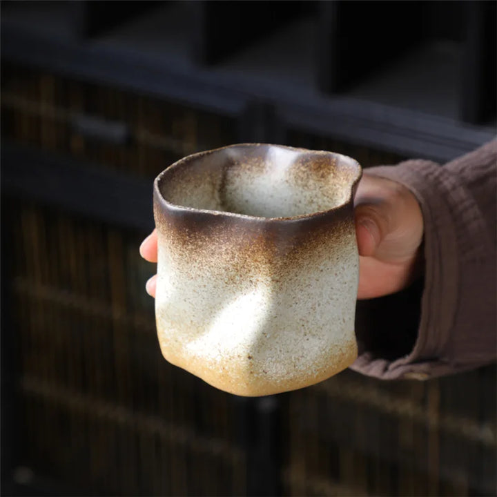 Skanto | Uregelmessig vridd form kopp 9.47 unser/280 ml keramisk kaffekopp te-kopp uten håndtak polykromatisk kreativ keramiske kopper kaffekopper retro