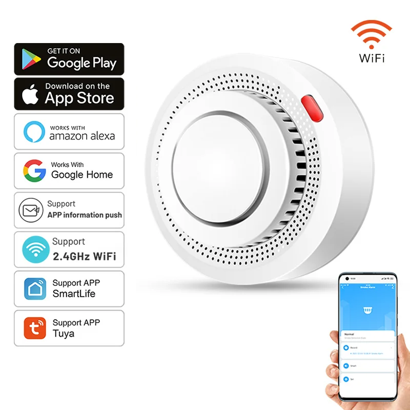 Skanto | Smart WiFi Røykvarsler Brannalarm 85dB – SafeSense