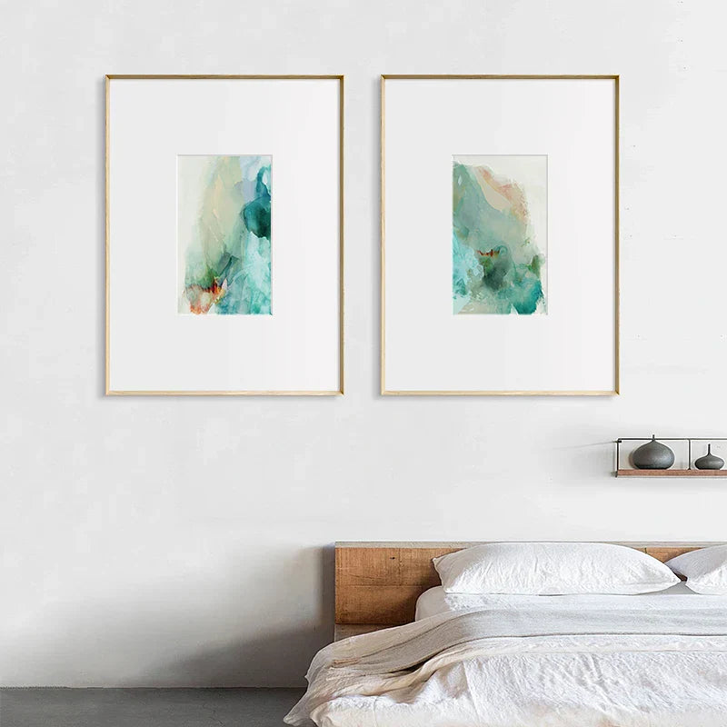 Eteriske hvisker Teal Emerald Akvamarine Abstrakt veggkunst Fine Art lerretsutskrifter Nordiske bilder for moderne leilighet stueinnredning | Skanto