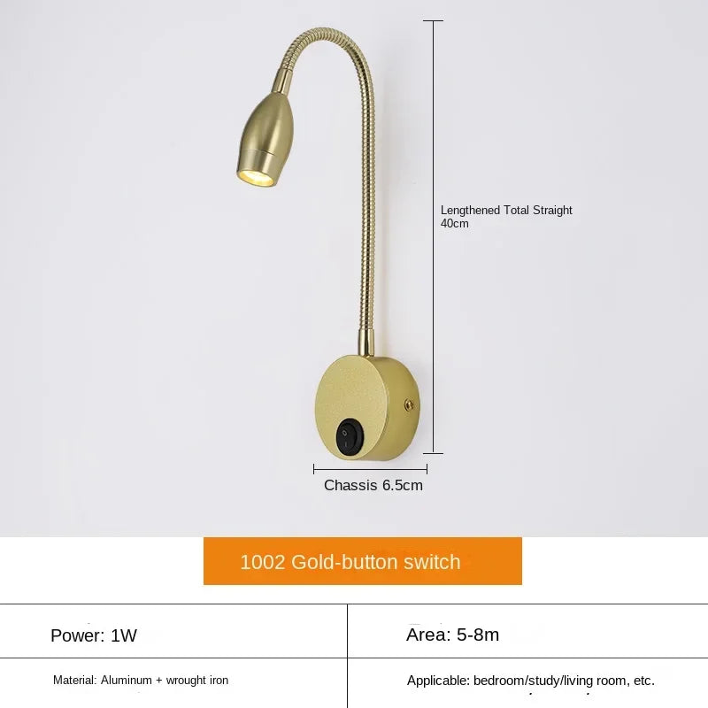 Skanto | Allsidig LED Vegglampe: Moderne, Fleksibel, Perfekt for å Lese i Sengen