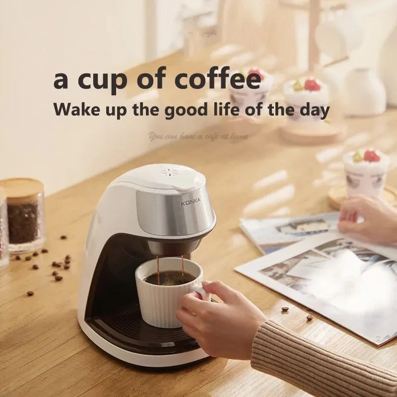 Skanto | KONKA Kaffemaskin 2 i 1, Te og Kaffe Pulver, Flere Dråper, Kafé, Rask Oppvarming, Kontor og Hjem, 220 V, Enkel å Bruke