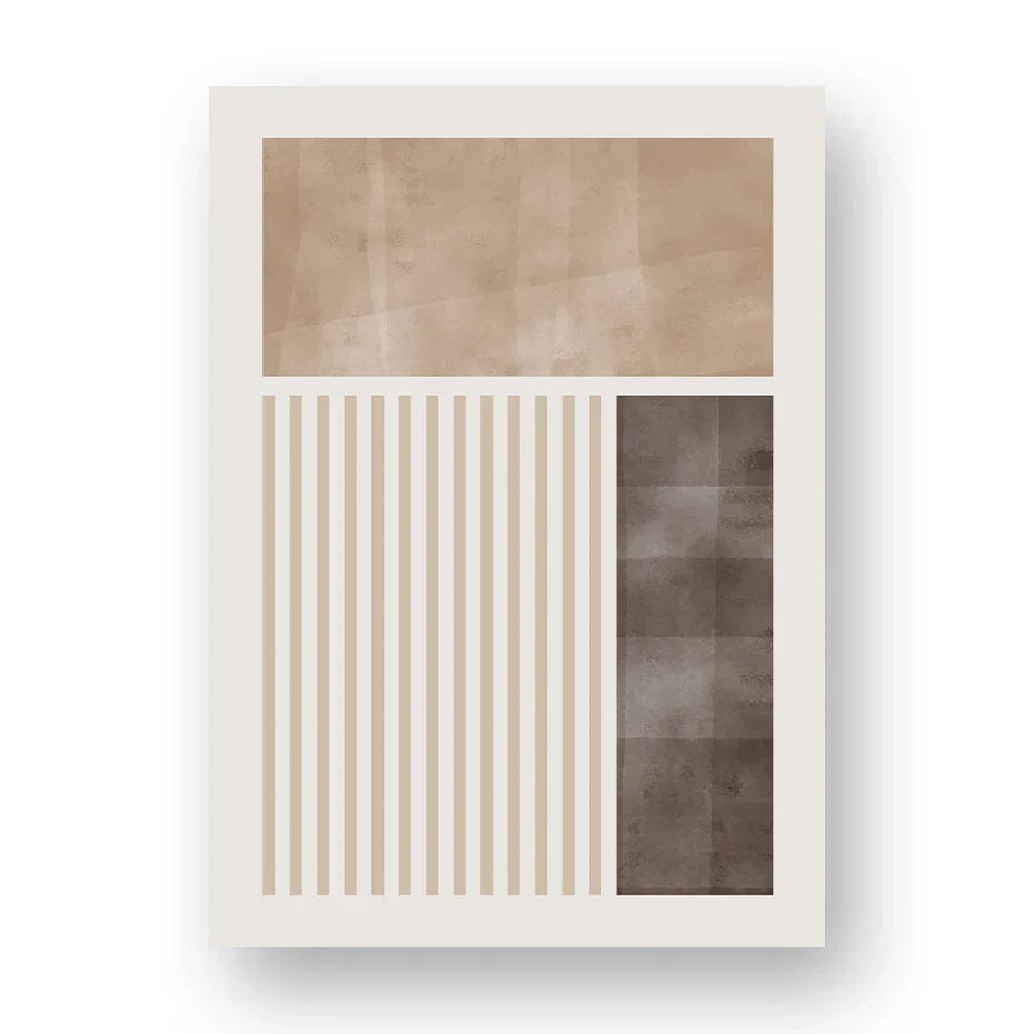 Brun Beige Fargeblokk Geometrisk Veggkunst Fine Art Lerretsutskrifter Abstrakt Minimalistiske Bilder For Moderne Stue Soveroms Kunstdekor | Skanto