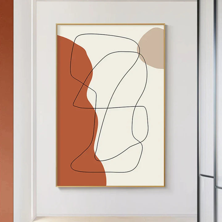 Moderne abstrakte jordnære toner geometrisk veggkunst fine kunst lerretstrykk bilder for stue spisestue moderne hjemmeinnredning | Skanto