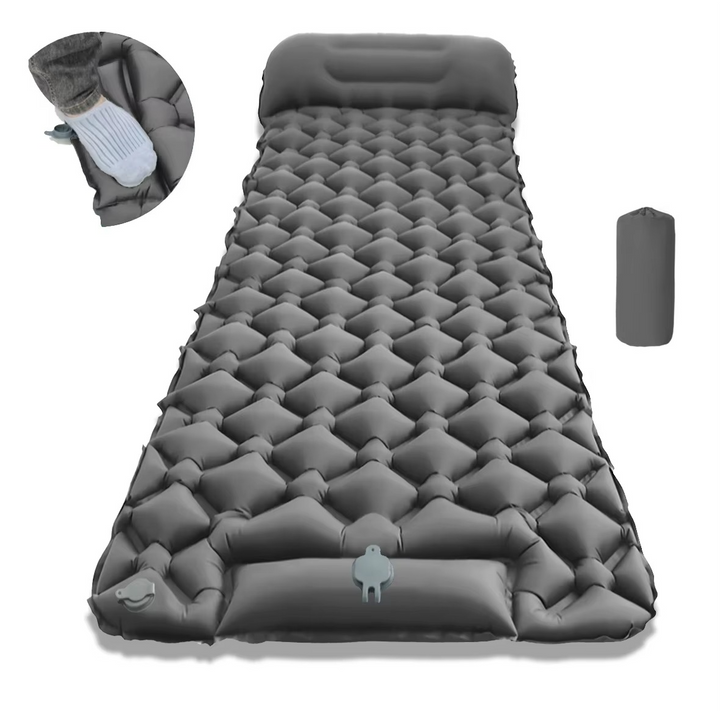 Skanto | Ultra-comfort oppblåsbar campingmadrass med integrert pute og pumpe