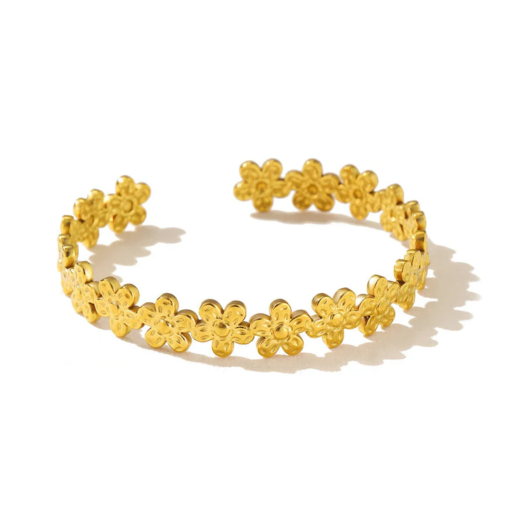 Skanto | Teksturert Blomster Bangle Cuff Armbånd