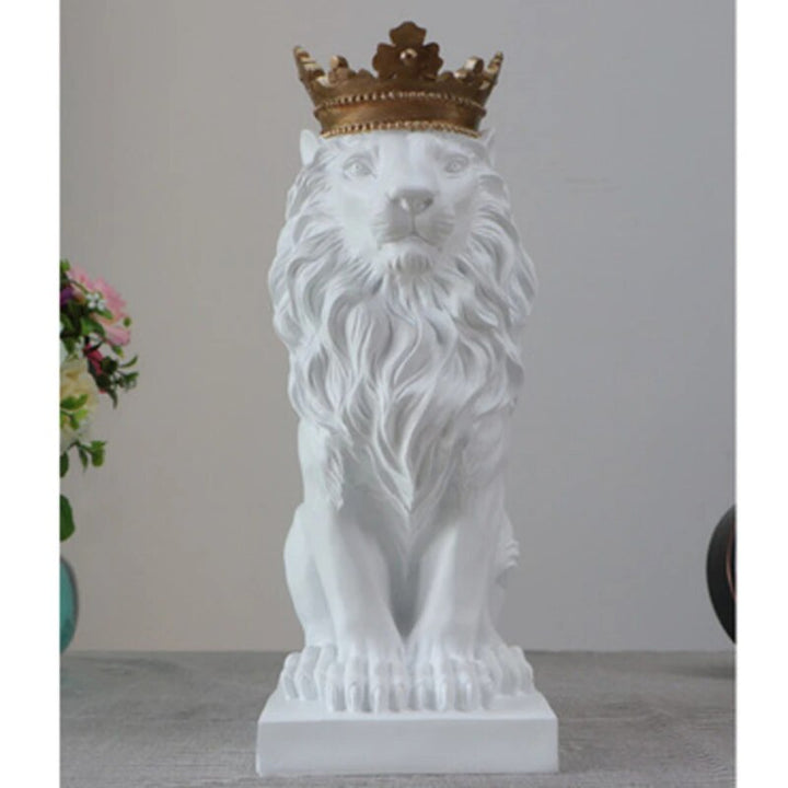 Skanto Tierfigurer Harz Krone Løve Statue håndlaget Kunstverk Gave Hjem Kontor Dekor Ornament Stue Skrivebord Hjem Dekor