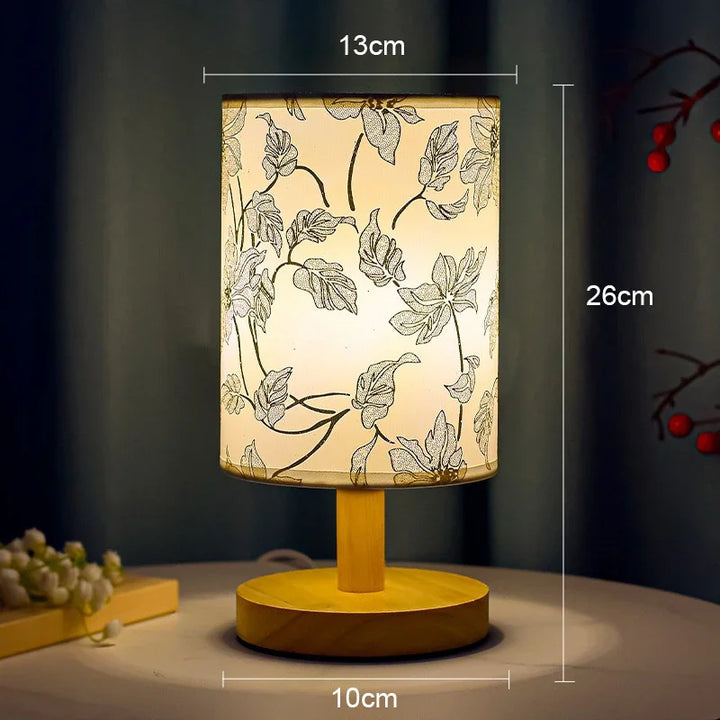 Skanto | LiánHua LED Bordlampe Plomblomst | Dimbar | Stoffske i kinesisk stil | Varm hvit lys | EU-plugg