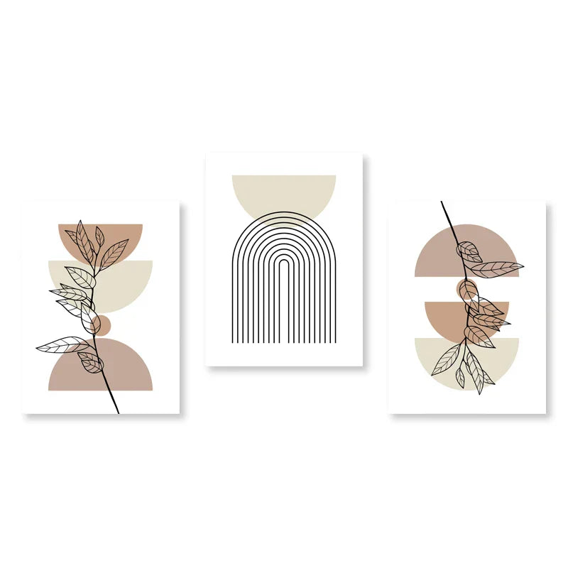 Sett med 3 stk Moderne Abstrakt Bohemsk Minimalistisk Geometrisk Veggkunst Fine Art Lerret Utskrifter Plakater Bilder For Stue Dekor | Skanto