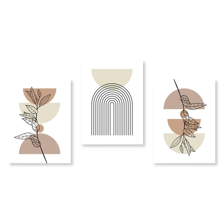 Sett med 3 stk Moderne Abstrakt Bohemsk Minimalistisk Geometrisk Veggkunst Fine Art Lerret Utskrifter Plakater Bilder For Stue Dekor | Skanto