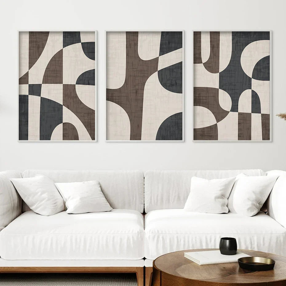 Moderne Geometrisk Brun Beige Abstrakt Veggkunst Fin Kunstler Lerret Utskrifter Bilder For Stue Soverom Samtidsinteriør Dekor | Skanto