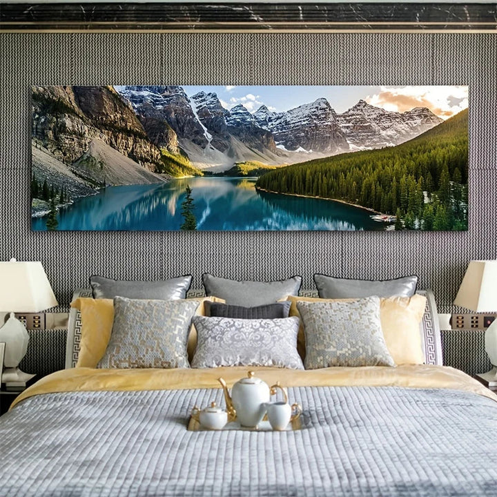 Fjellinnsjø Skog Villmark Veggkunst Store Format Lerretsutskrifter Bred Format Landskapsbilde For Over Sofaen Eller Over Sengen | Skanto