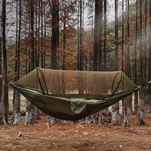 OutdoorRelax Hengekøye med Myggnett og Rask Utløsing – 200 kg Belastningsevne | Skanto