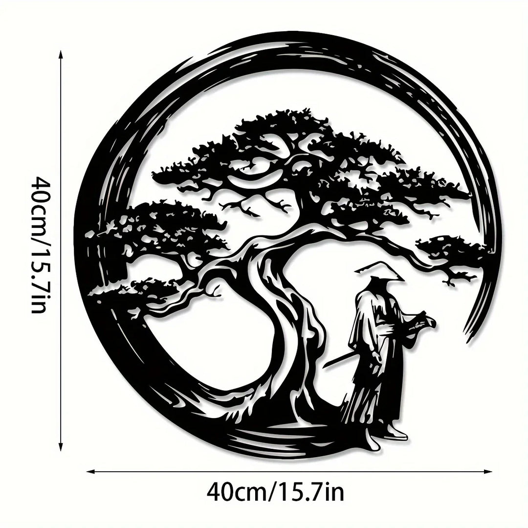 Skanto | ZENORA Metalveggdekor Bonsai | Japansk design med Torii & Enso | 40 × 40 cm