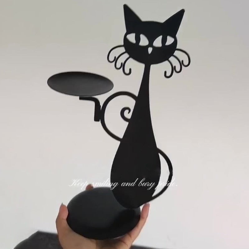 Midnight Panther - Mystisk svart kattelysholder Skanto