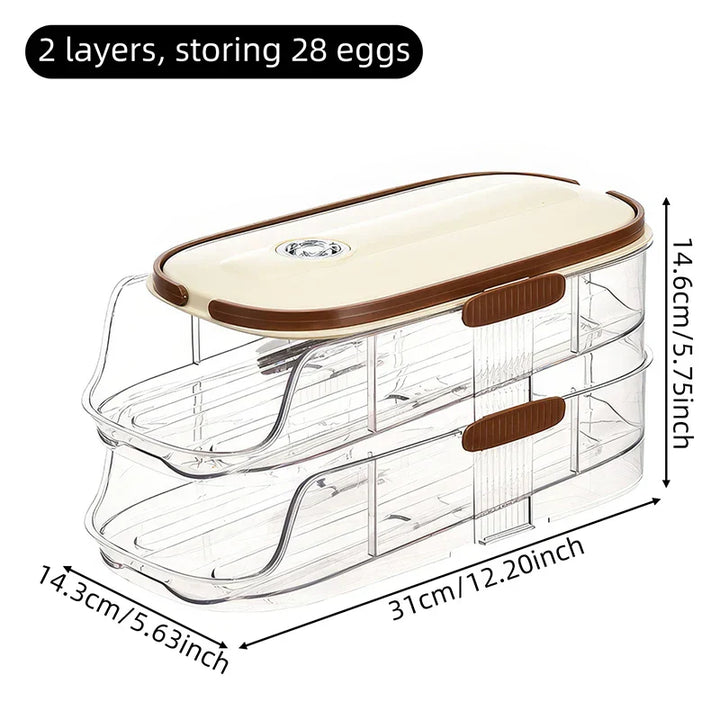 Skanto | Kjøleskapsorganisator Automatisk Rullende Transparent Egglagringsboks