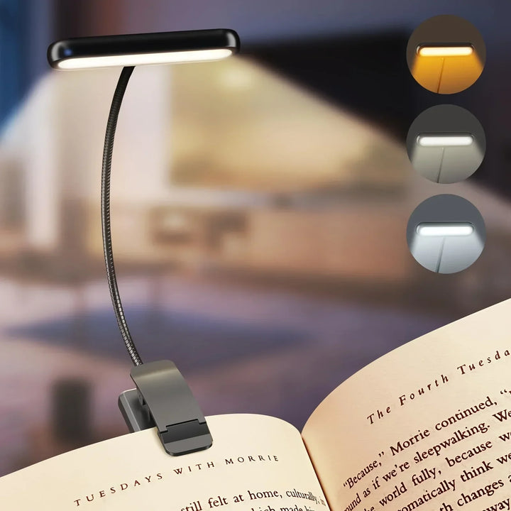 Skanto | Fleksibel leselampe USB oppladbar med dimmbare lysfarger og klips