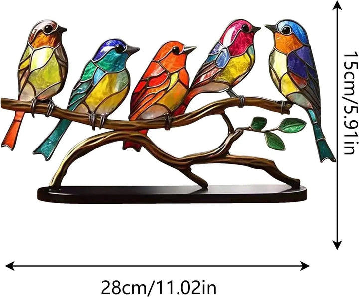 Skanto | Fargede Fugler På Gren Dekorativ Figur - ColorBirds