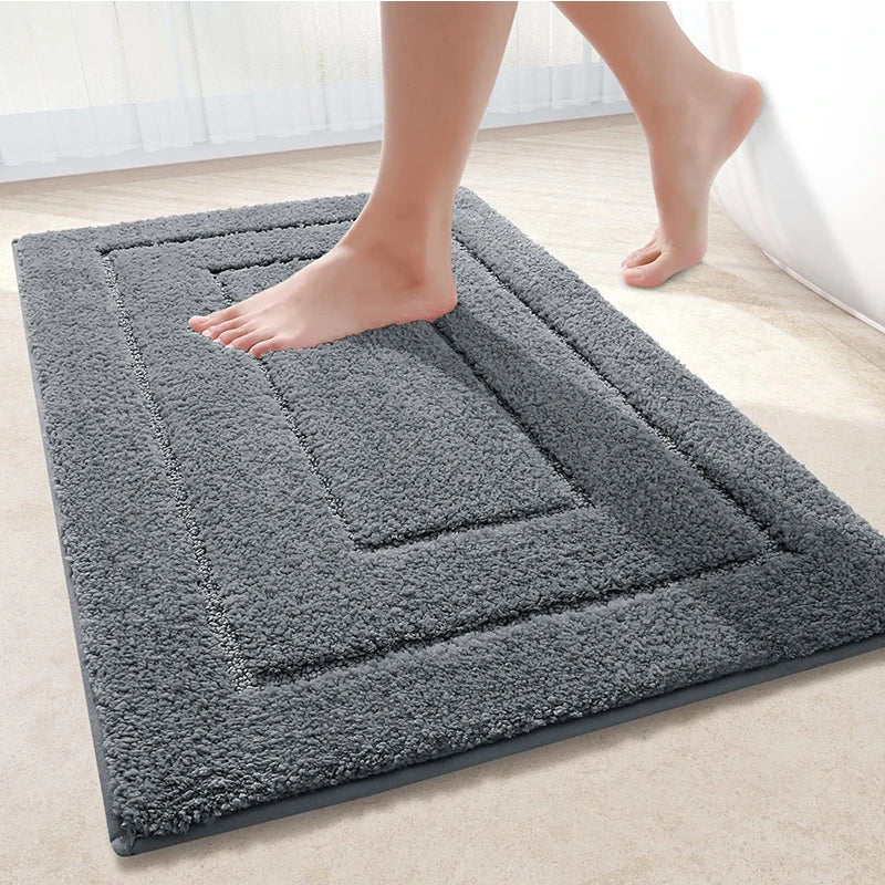 Baderomsmatte Mikrofiber Anti-Sklipp – Dobbeltlag Badmatte | Svært Absorberende & Myk | Komfort Dørmatte | Skanto