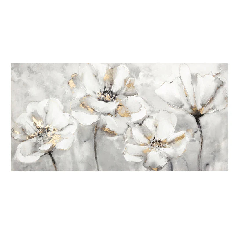 Stor Hvit Blomster Abstrakt Veggkunst Fine Art Lerretsutskrifter Moderne Botaniske Bilder For Stue Hotellrom Soverom Kunst Dekor | Skanto