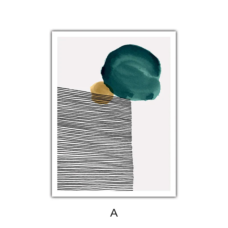 Grønn Gul Svart Abstrakt Form & Linje Minimalistisk Nordisk Veggkunst Fine Art Lerret Utskrifter Bilder For Stue Hjemme Kontor Dekor | Skanto