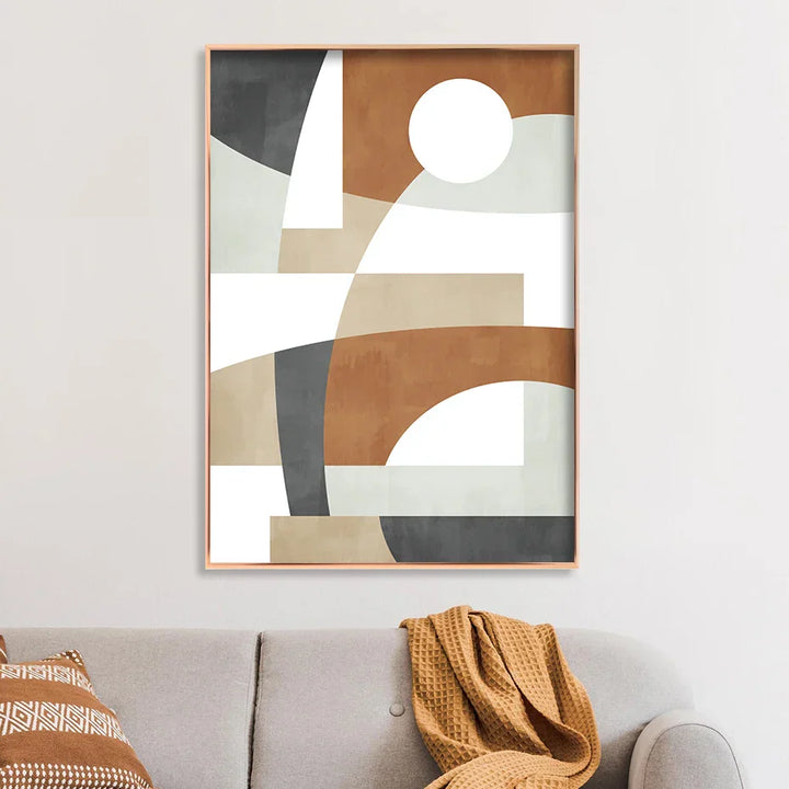 Geometrisk Abstrakt Fargeblokk Veggkunst Fine Art Lerret Utskrifter Nøytrale Farger Bilder For Stue Spisestue Hjemmekontor Dekor | Skanto