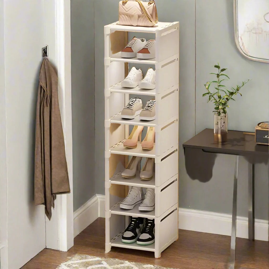 Frendorf | Plassbesparende Metallramme Skohylle med 6/8 Lag – Liora