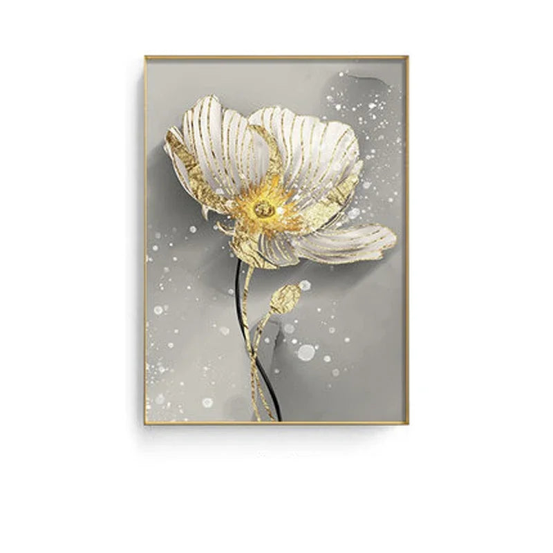 Moderne abstrakte florale veggkunst Fine Art lerrettrykk blå grå botaniske bilder for stue soverom veggkunst dekor | Skanto