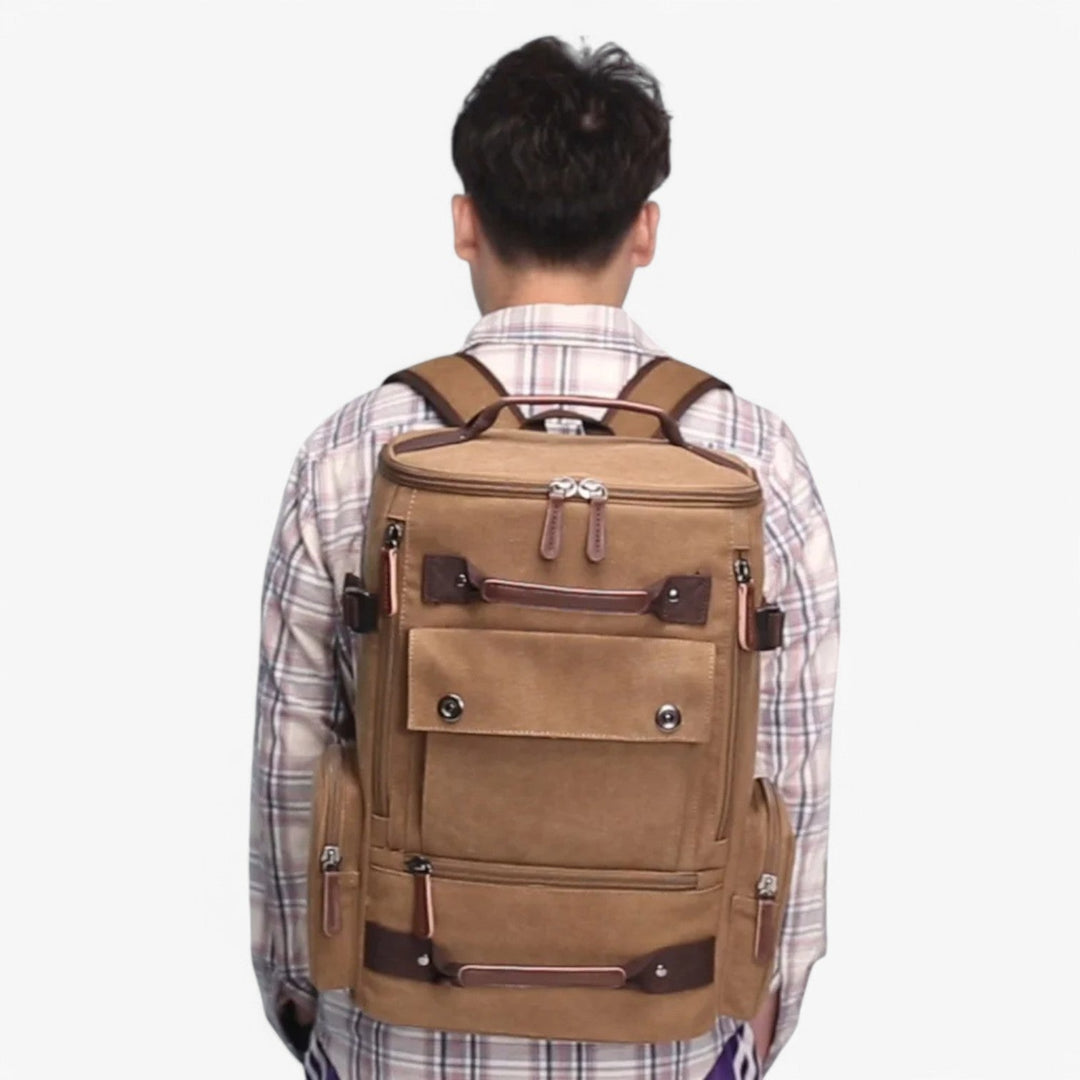 Skanto | Vintage Canvas Backpack – Stilig og funksjonell med laptoplomme for hverdagsliv og eventyr