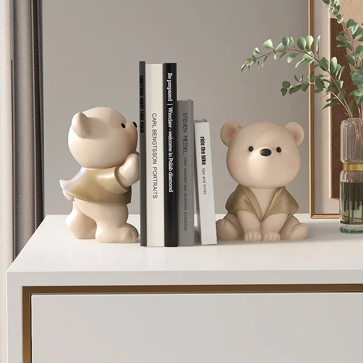 Milo Bear Bokstøtte Dekorativ Figurine i Kremfarge | Skanto