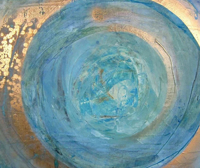 Blå Gylden Virvel Sirkel Veggkunst Fine Art Lerret Utskrifter Firkantet Format Abstrakte Bilder For Stue Soverom Hjemmekontor Kunst Decor | Skanto