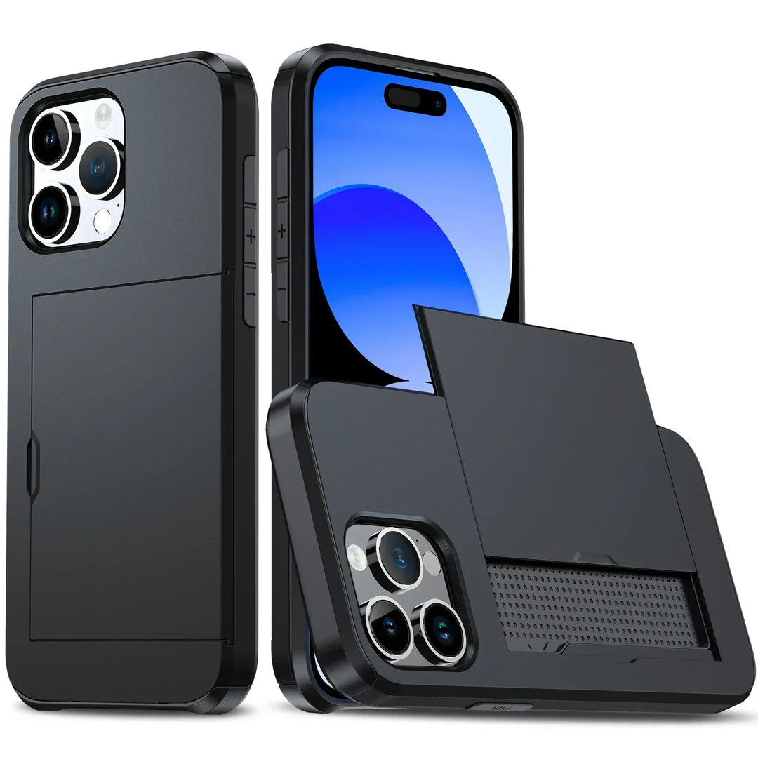 Skanto | LuxShield iPhone-deksel med kortlomme | Slank design | Kortoppbevaring | Beskyttelse og stil