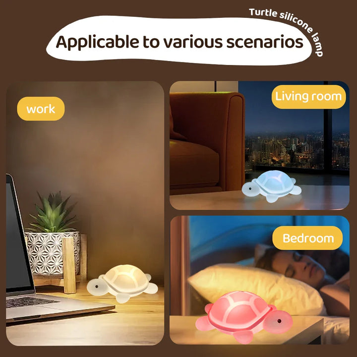 Skanto | ShellGlow LED Nattlampe | Sjekk Skilpadde | Myk Silikon | Fargeforandring & Varmt Lys | USB-C Oppladbar | 10.2 × 15.8 × 6.1 cm