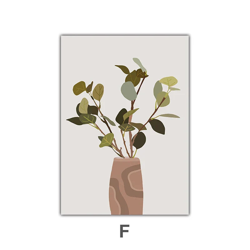 Minimalist akvarell kaktus potteplante grønne blader veggkunst fine kunst lerret utskrifter bilder for spisestue stue kunstdekor | Skanto