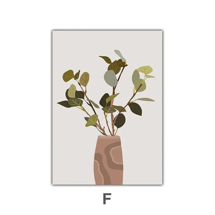 Minimalist akvarell kaktus potteplante grønne blader veggkunst fine kunst lerret utskrifter bilder for spisestue stue kunstdekor | Skanto
