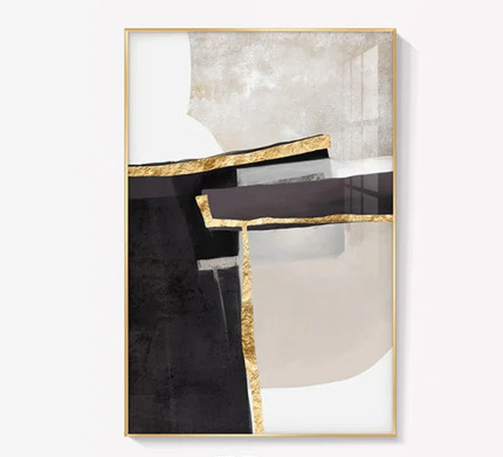 Nordisk Abstrakt Geomorfisk Nøytrale Farger Gylden Beige Grå Veggkunst Fine Art Lærrede Utskrifter Bilder For Moderne Leilighet Stue Dekor | Skanto