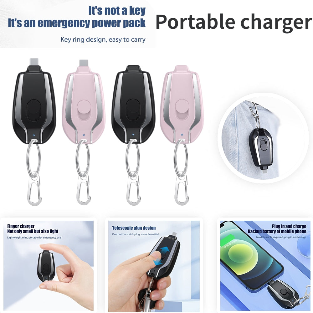 Power bank nøkkelring 1500 mAh vanntett | Skanto