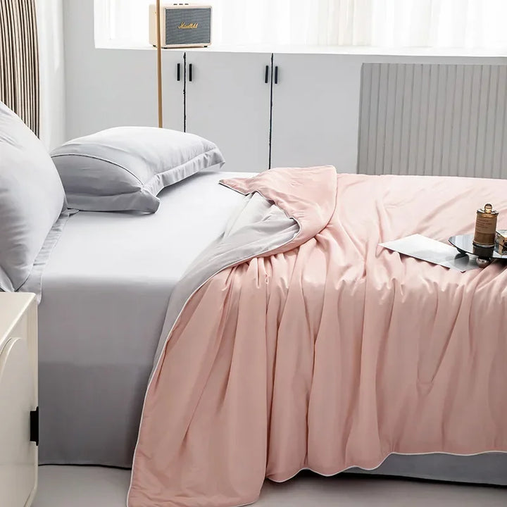 Air Condition Sommer Komforter — Ren Farge Is Silke Kjøleteppe, Lett & Glatt Twin/King Størrelse Quilt | Skanto