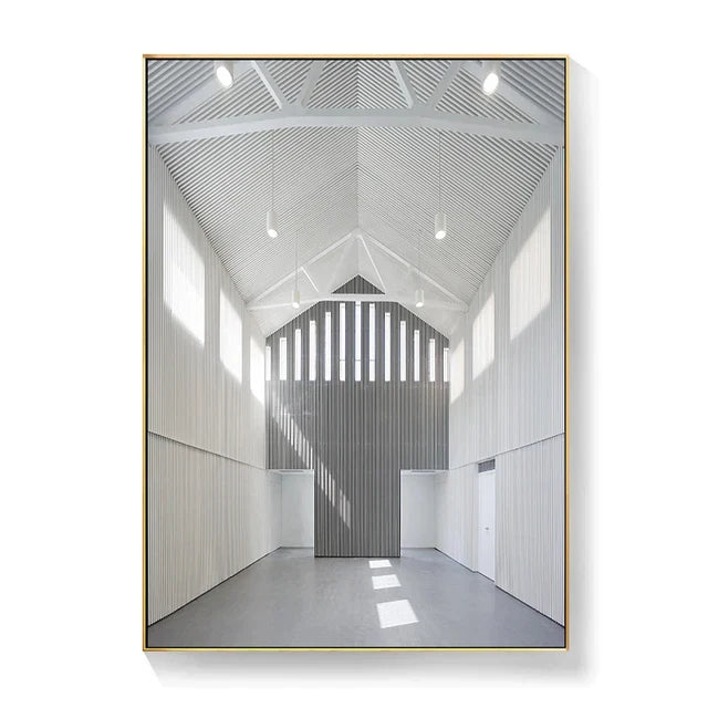 Svart Hvit Arkitektoniske Interiør Veggkunst Fine Art Lerret Utskrifter Utskriftsbilder For Moderne Loft Stue Hjemme Kontor Innredning | Skanto
